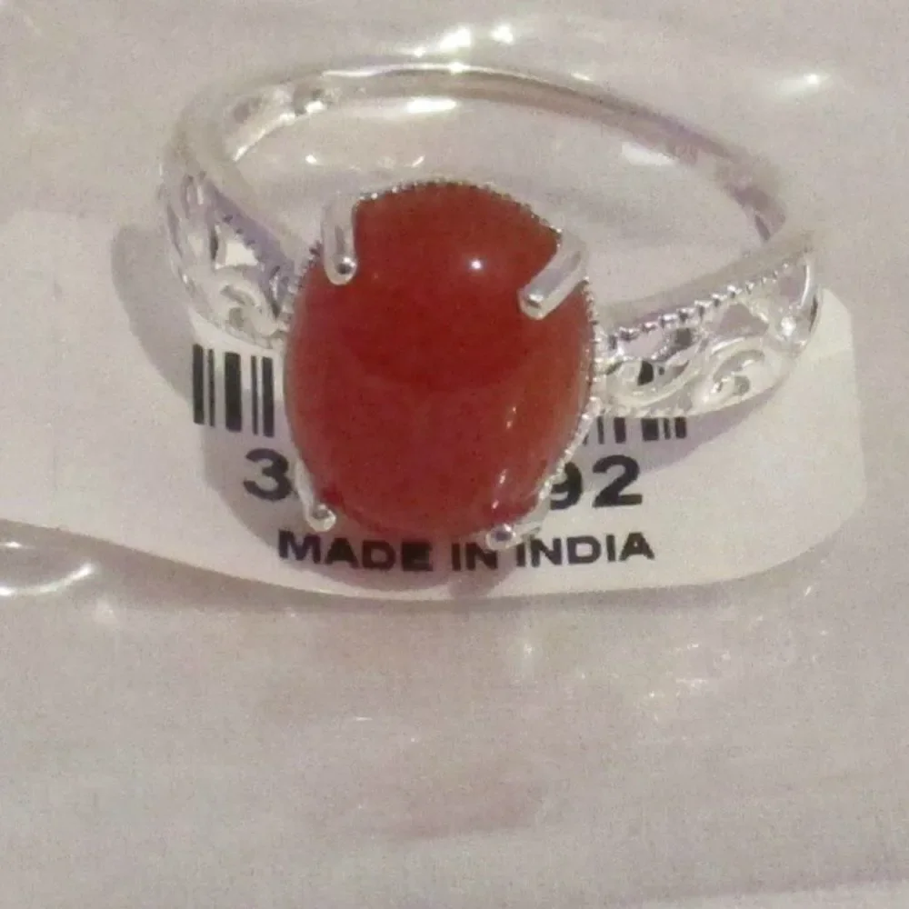 Red Onyx Ring in Sterling Silver Enhanced Size 7