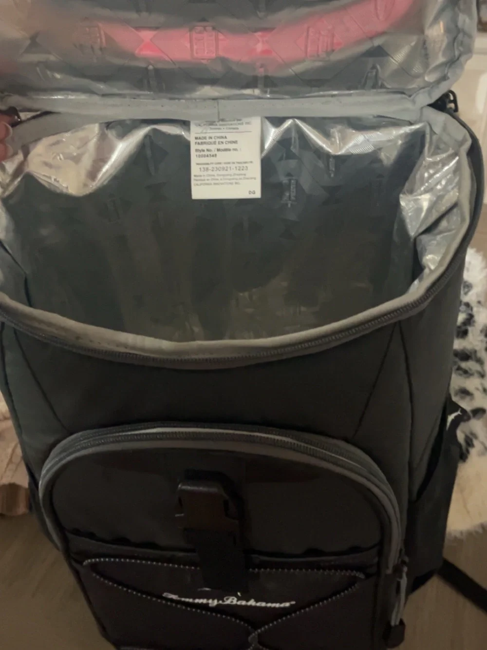 Tommy Bahama Black Men’s Backpack with Front Zip Pocket and Bungee