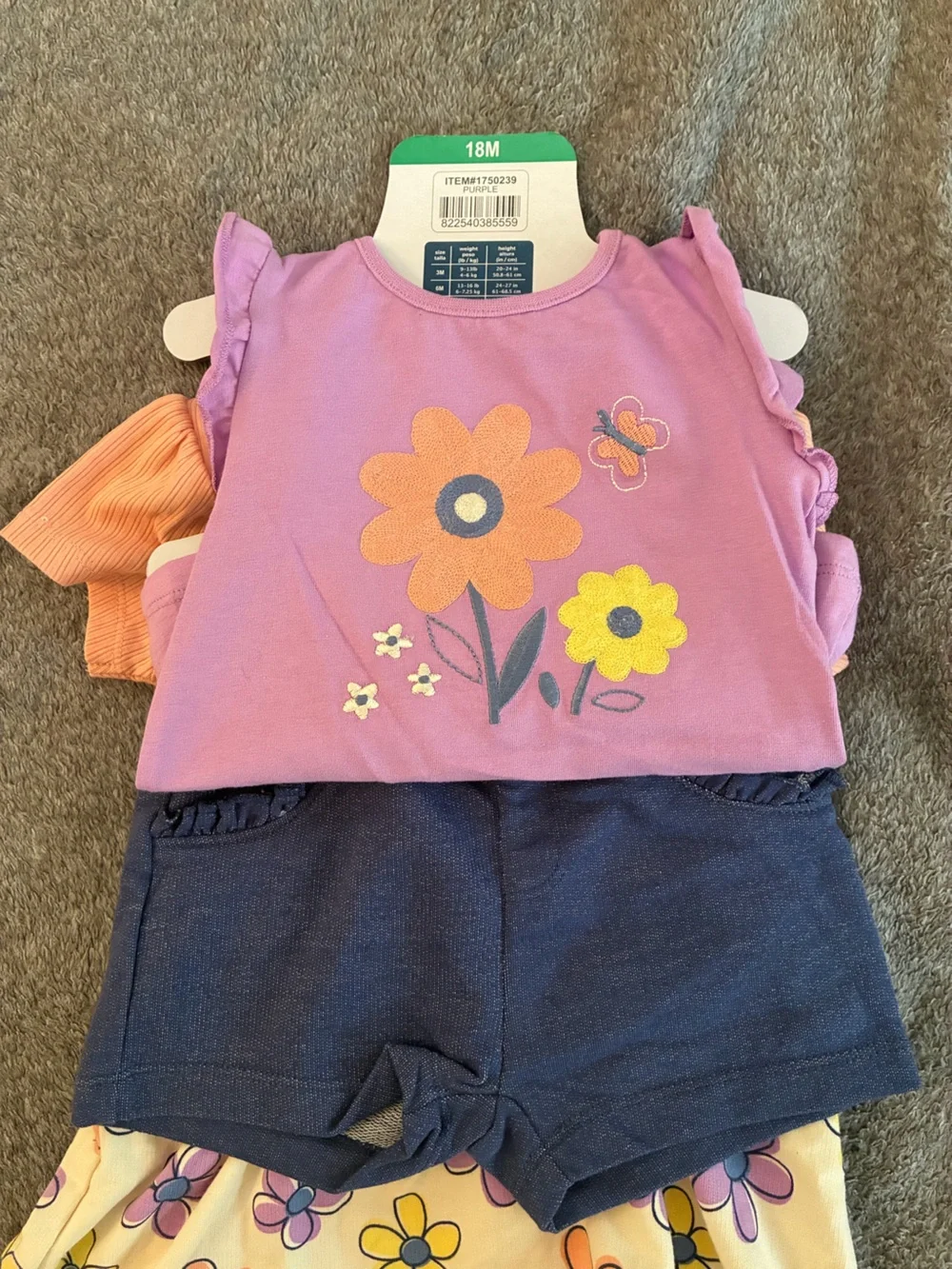 Toddler Floral Overall Dress and Shorts/Shirt combo - 4piece set - 18M