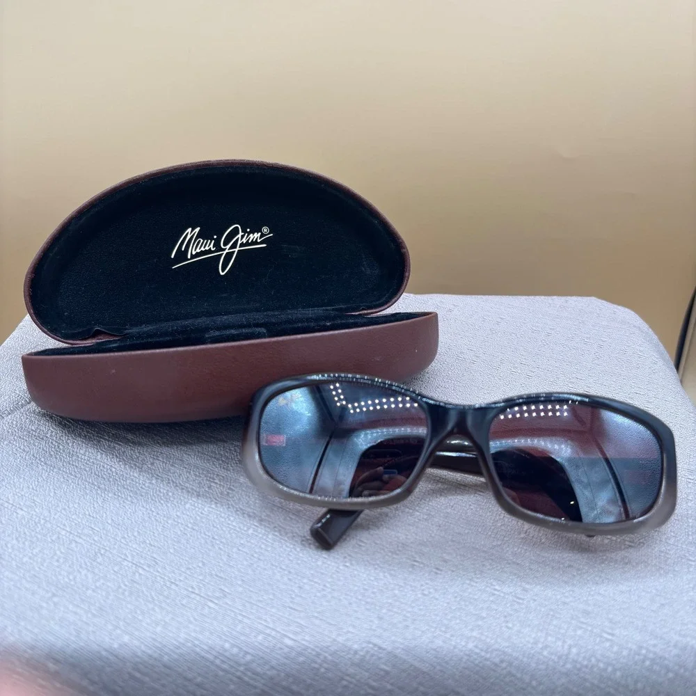 Maui Jim MJ 219-01 Brown Gradient Rectangular Polarized Sunglasses Made in Italy