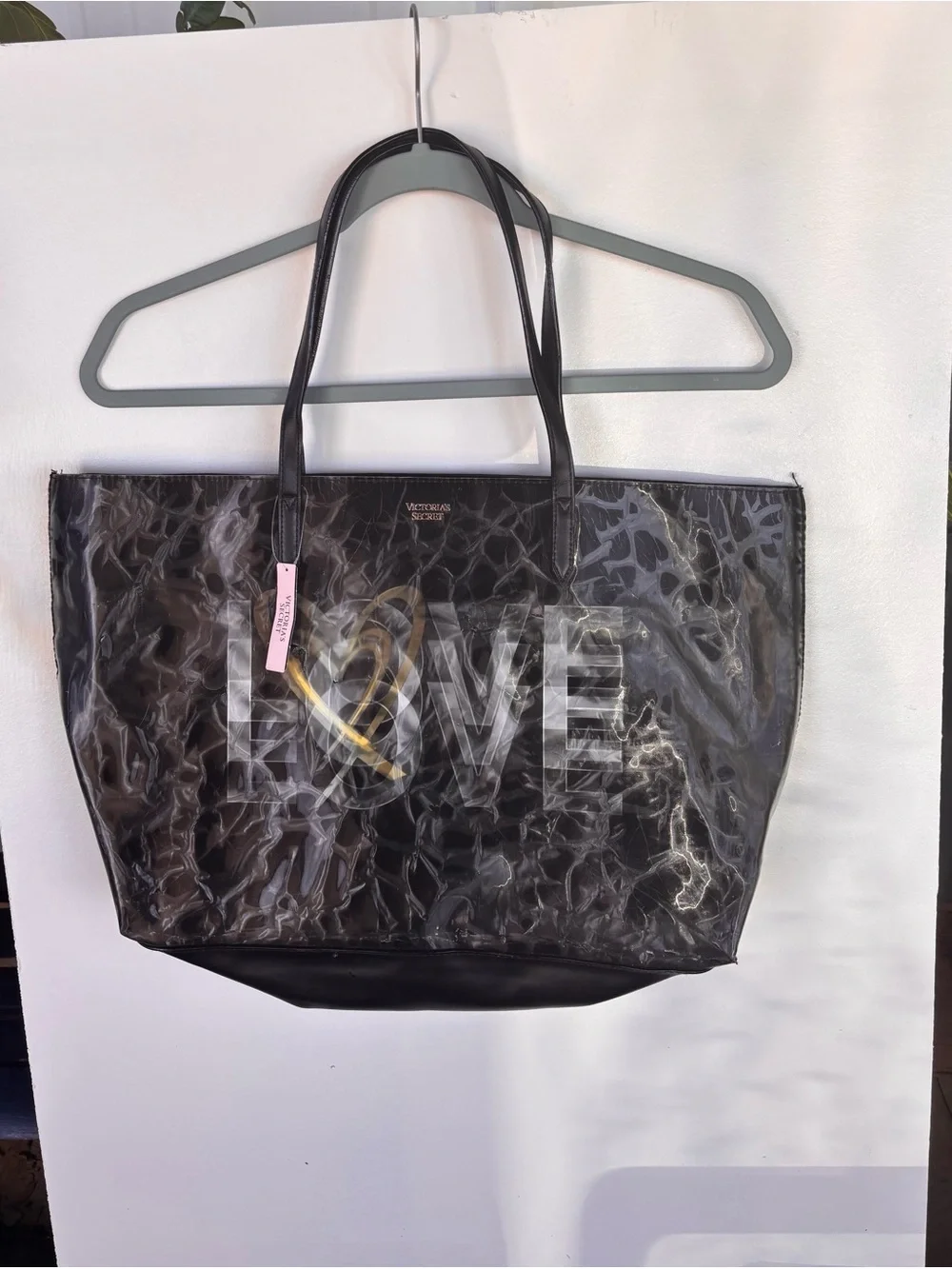 Victoria's Secret Black Clear Tote with LOVE Graphic