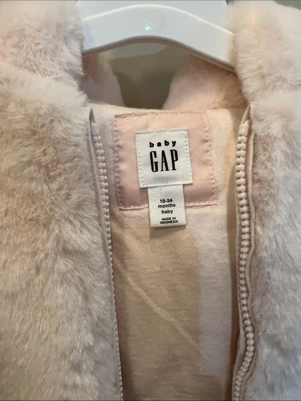 GAP Baby Plush Hooded Jacket in Light Pink