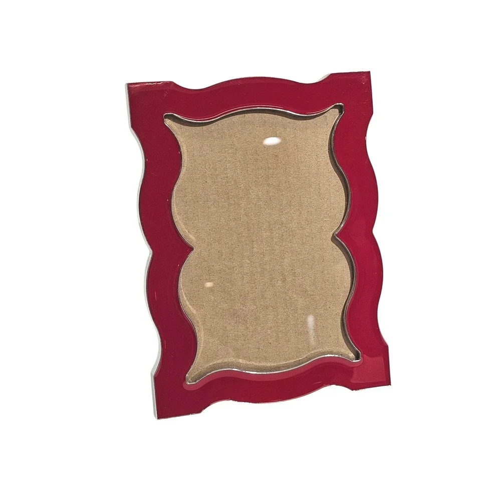 Jonathan Adler Queen Anne Red Enamel Photo Frame Silver Trim Tabletop Decor 8x6
