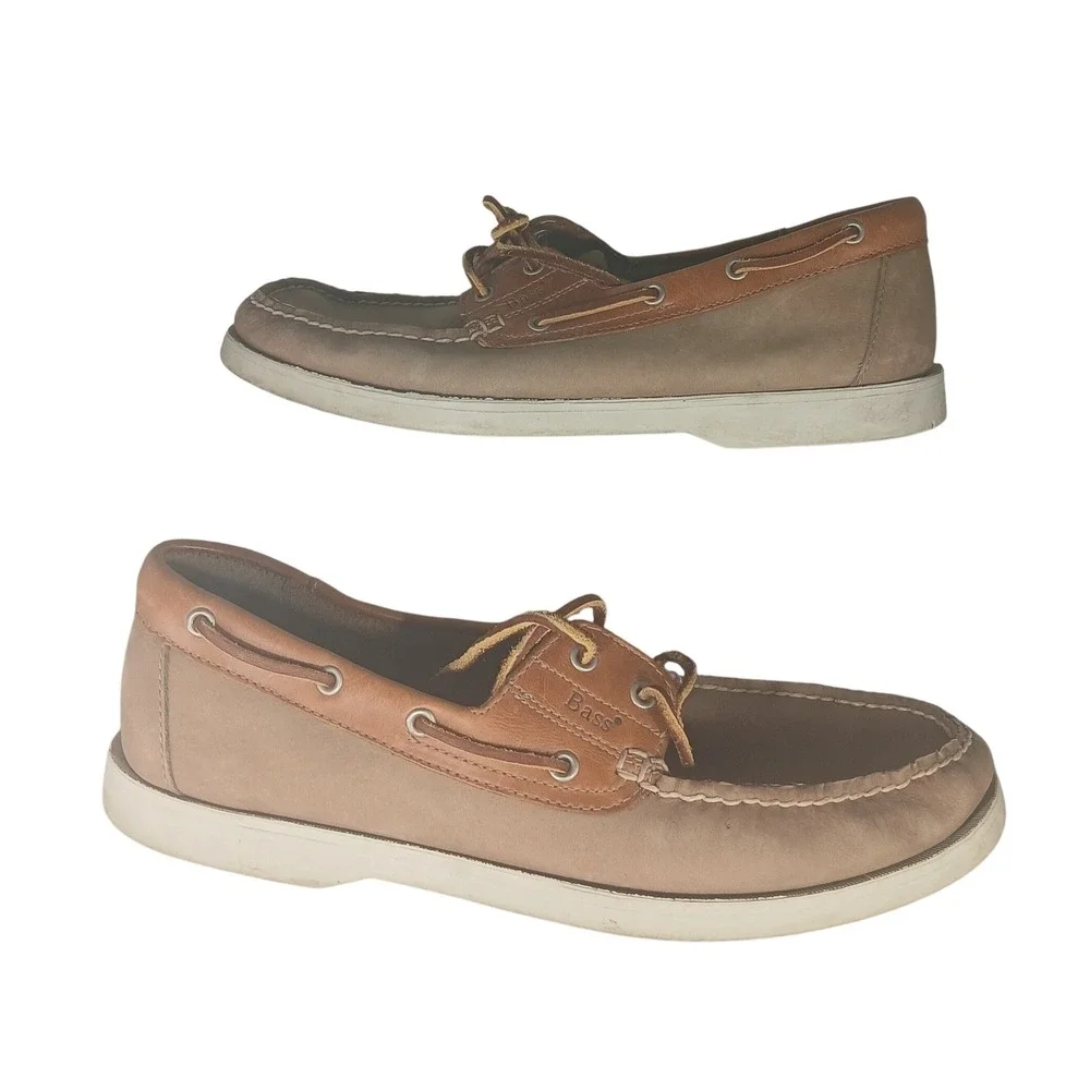 Bass Seafarer 1517-230‎ Mens Leather Boat Shoes Size 9.5M