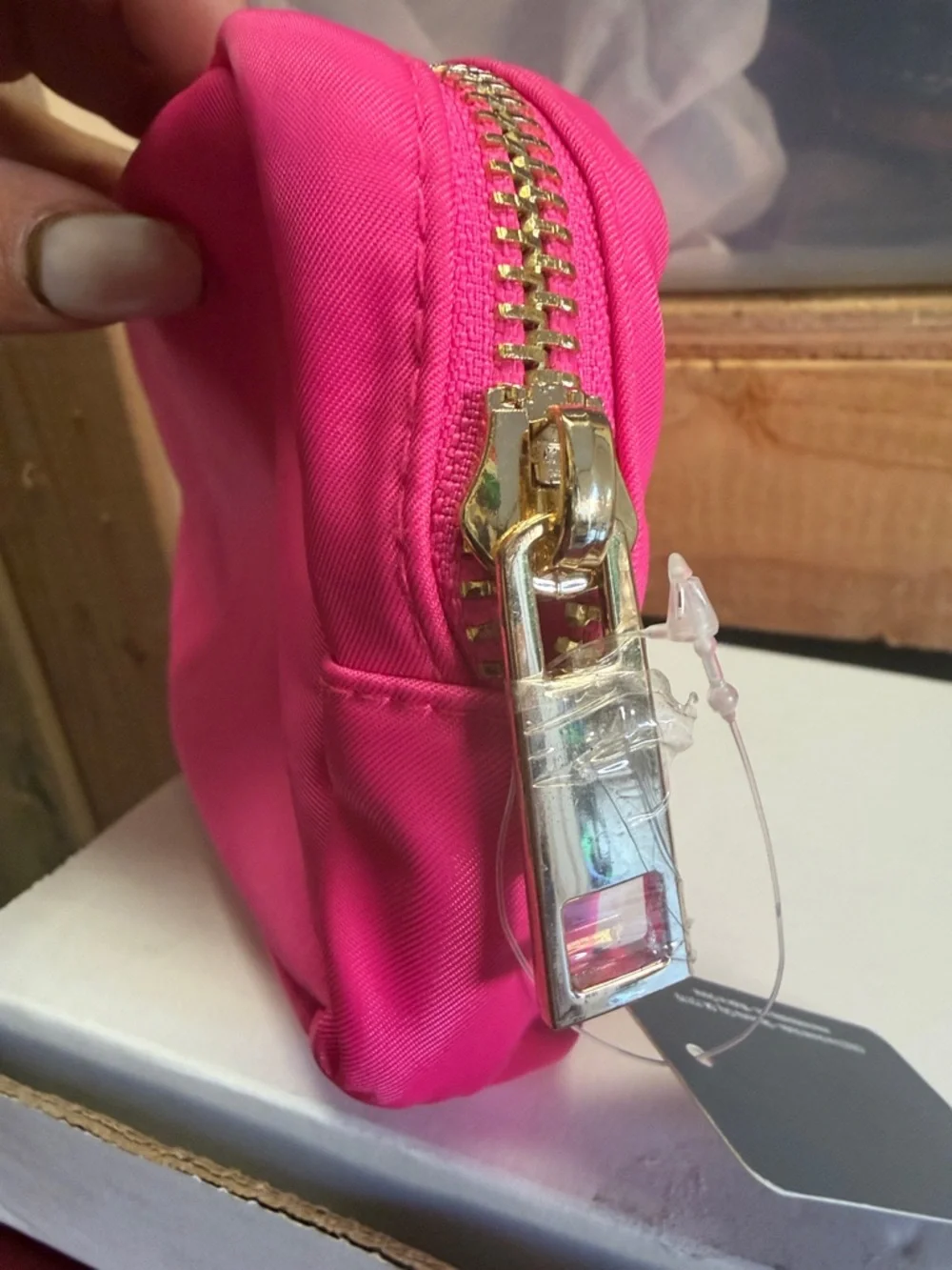 Hot Pink Makeup Cosmetic Bag with‎ Embroidered Script