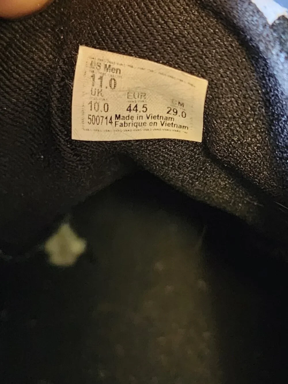 Vans men size