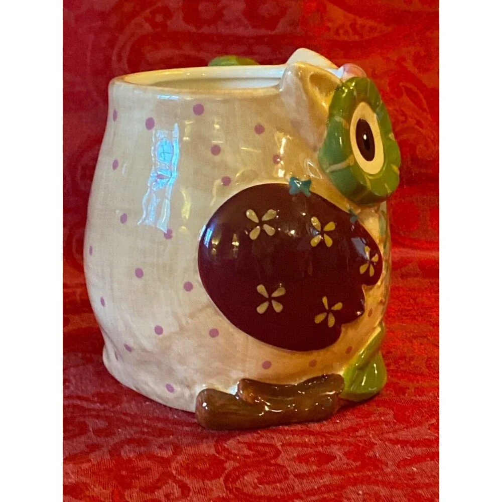 PIER One IMPORTS Hand Painted Cup 24oz Mug Dolomite OLLI THE OWL Large Coffee