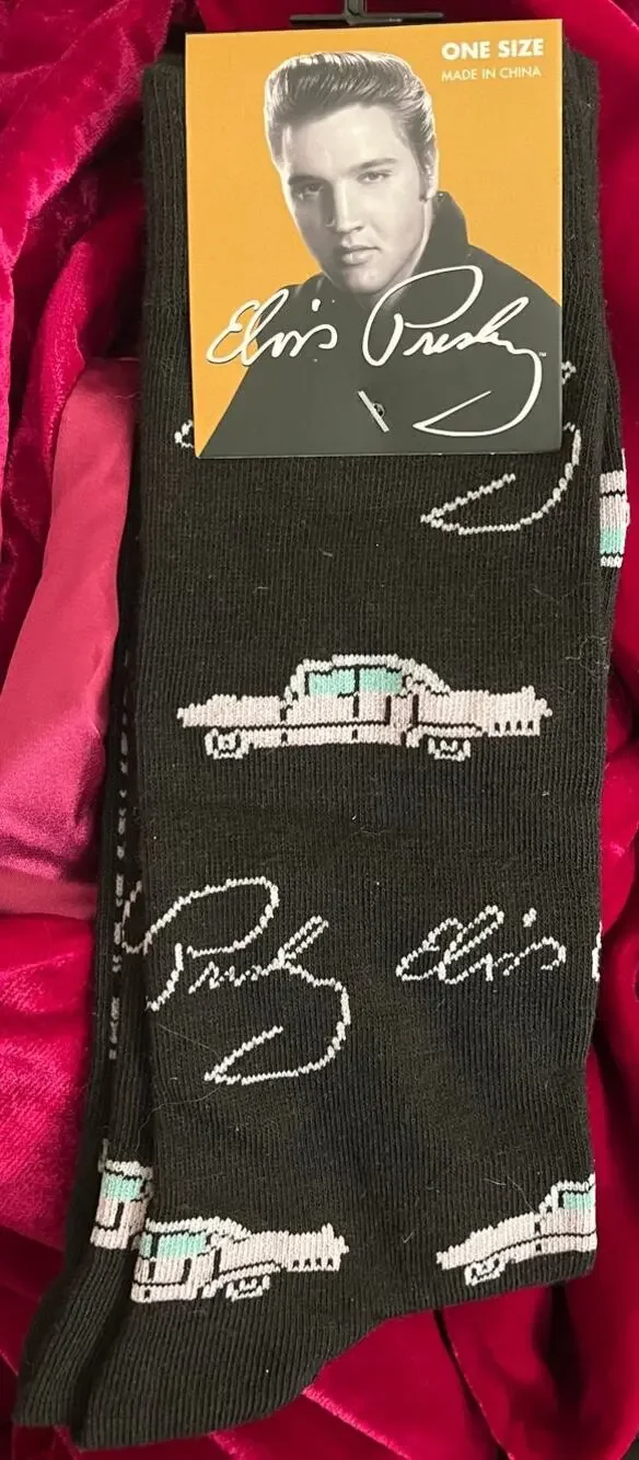 Elvis Presley Official Merchandise black white blue car Crew Socks One Size NWT