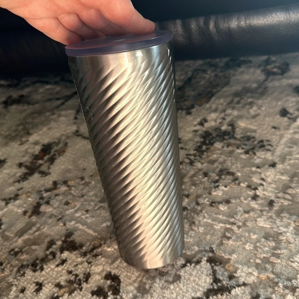 Starbucks Textured Stainless Steel Cold Cup 24OZ Silver Lid