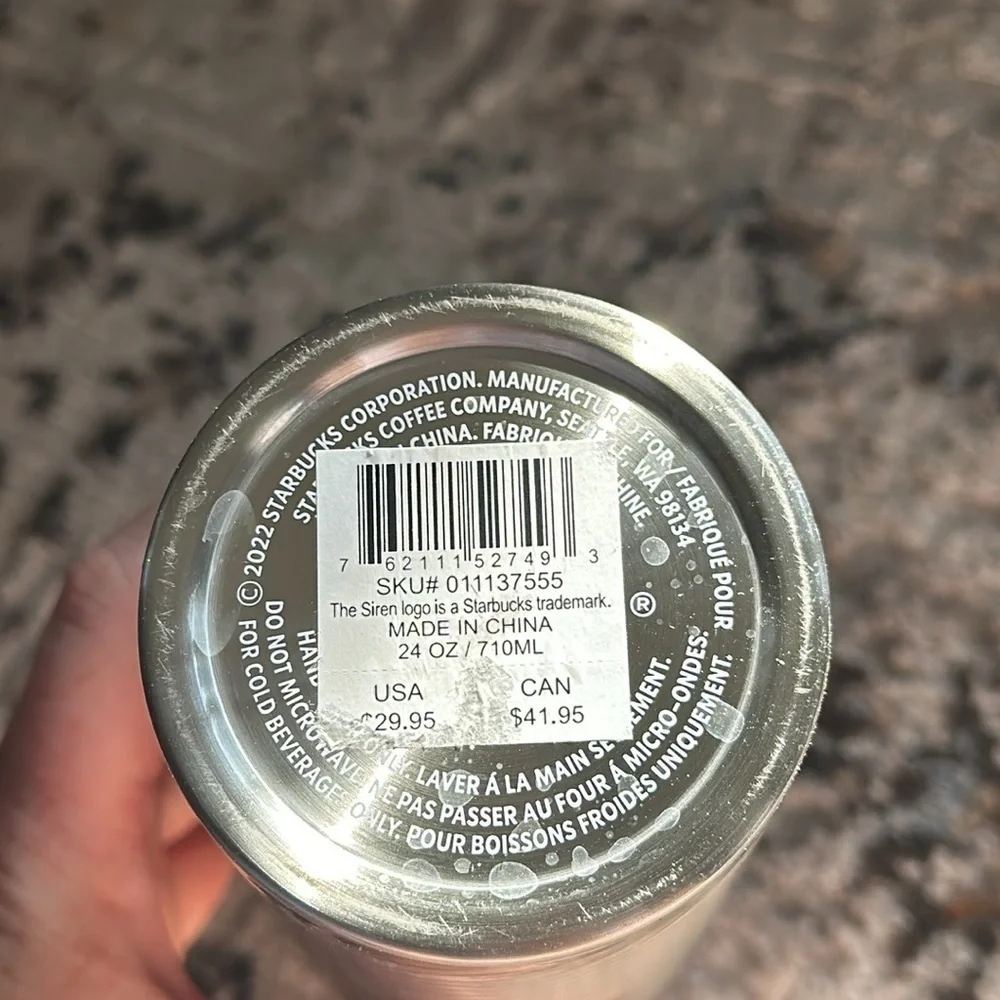 Starbucks Textured Stainless Steel Cold Cup 24OZ Silver Lid