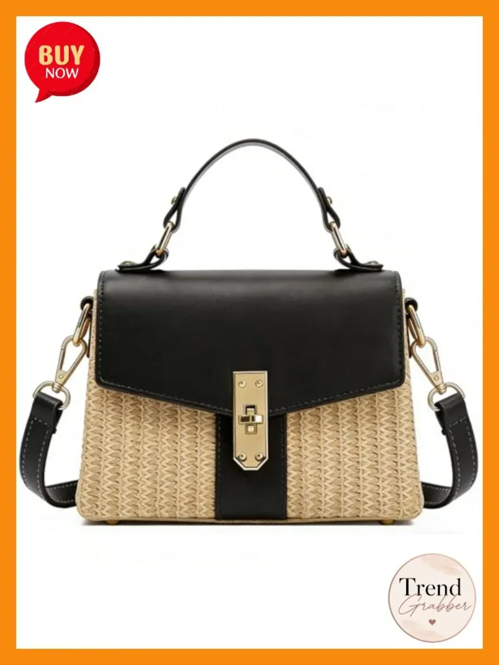 Straw Woven Women's Crossbody Satchel Beach Handbag Summer Vacation Shoulder