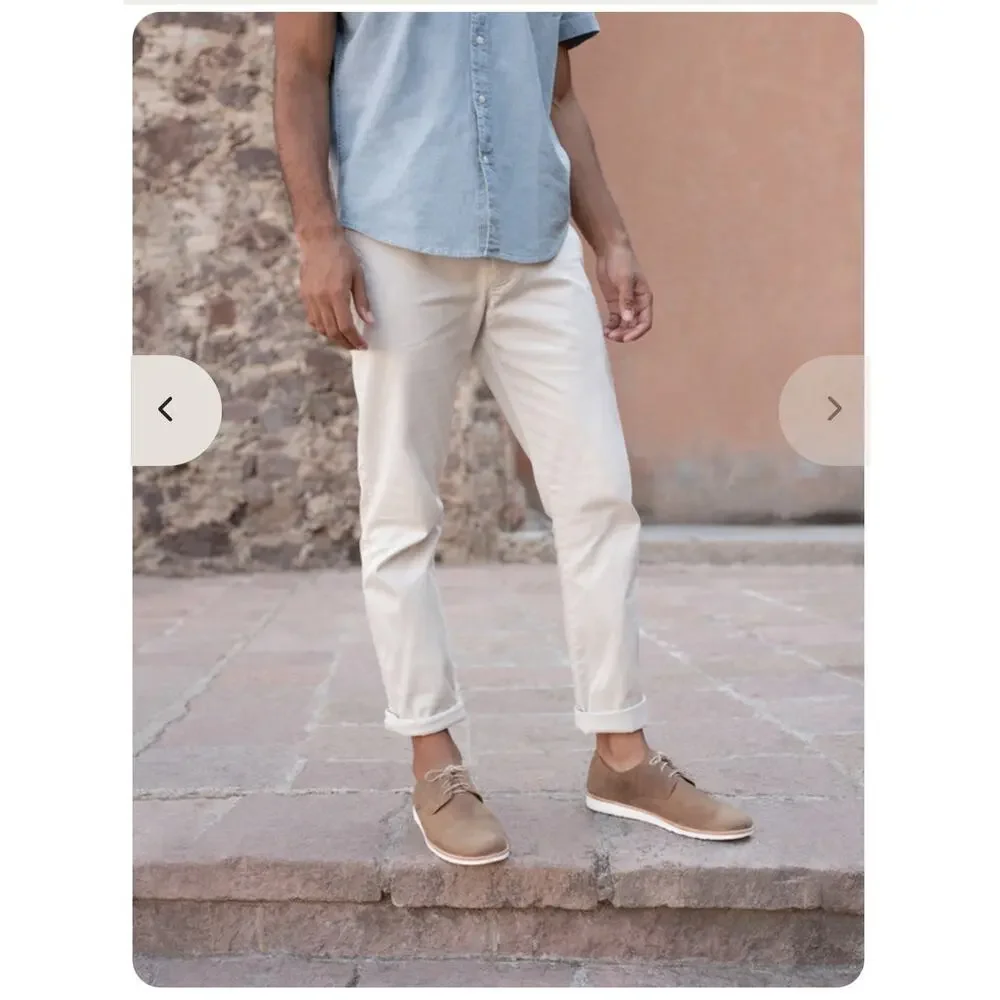 NISOLO Mens Tan Suede Lightweight Derby Shoes Lace Up Casual Dress Shoes 11.5