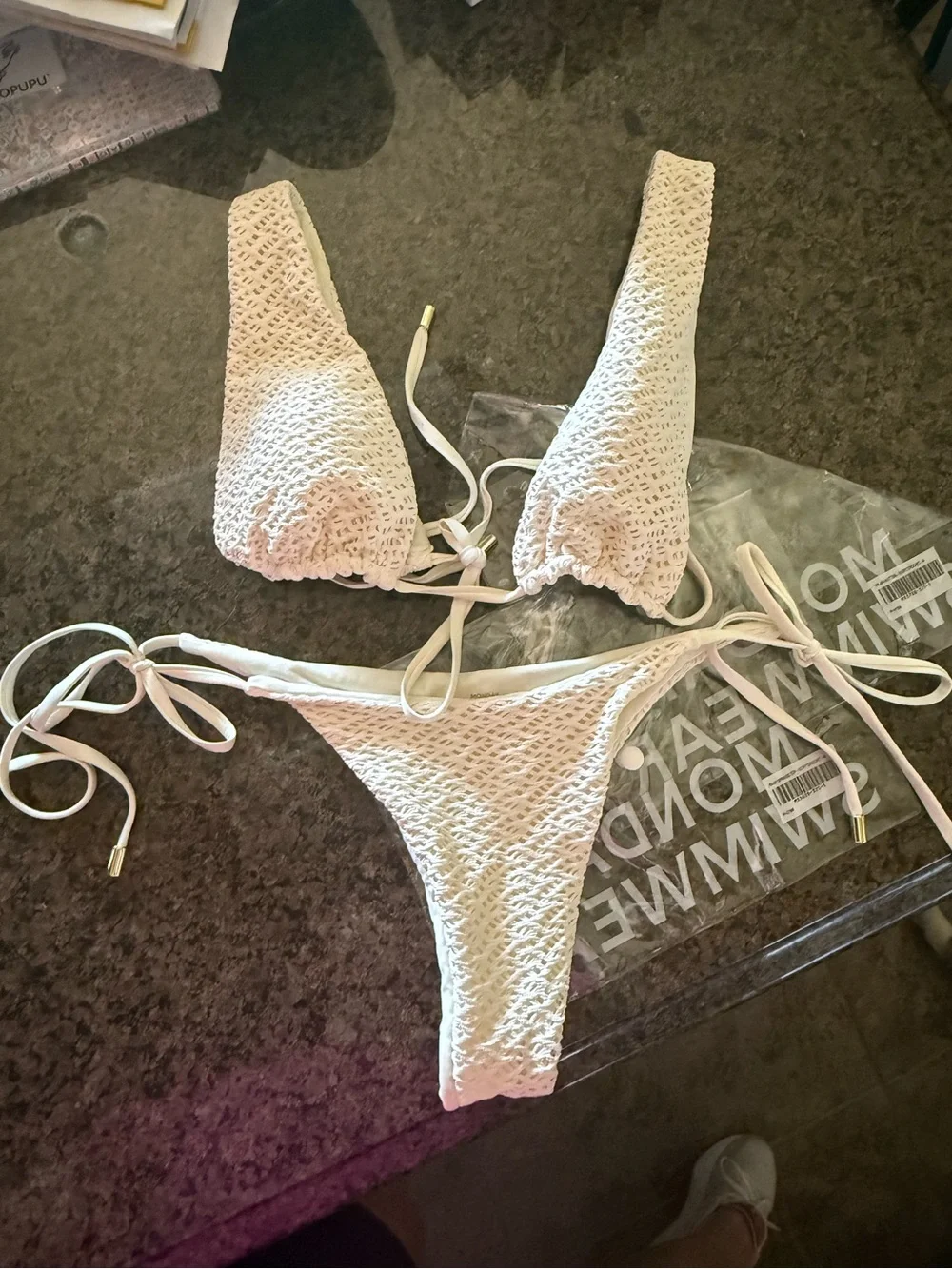 Monday Swimwear Ivory Crochet Bikini