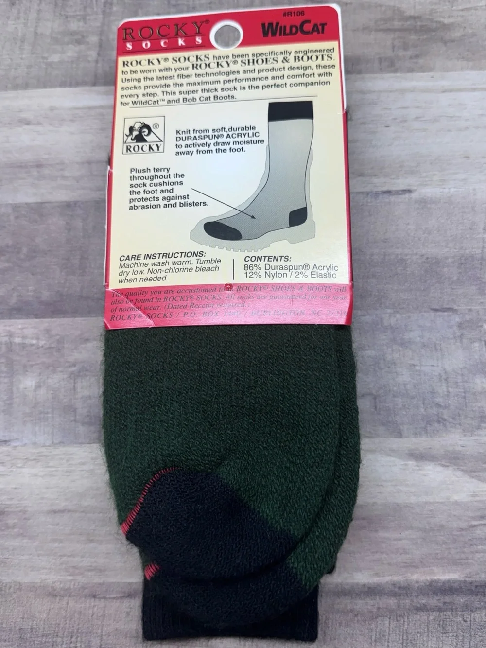 Vintage Men's Rocky WildCat Duraspun Socks Size Large