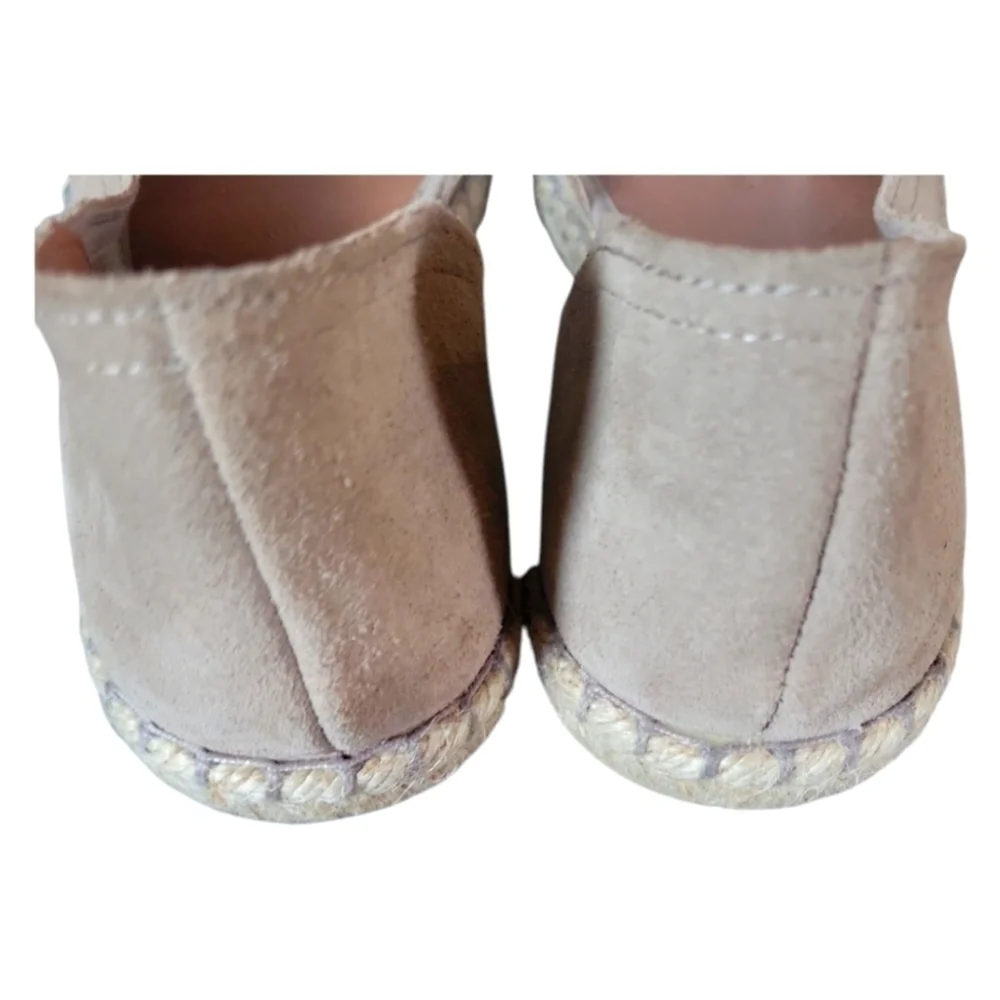 Verbenas Born To Be Fun Women's Tan Peep-Toe Suede Leather Espadrilles 40