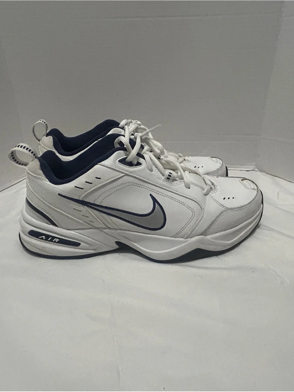 Nike Monarch Men's White Navy Low-Top Sneakers Size 13 Walking Shoes