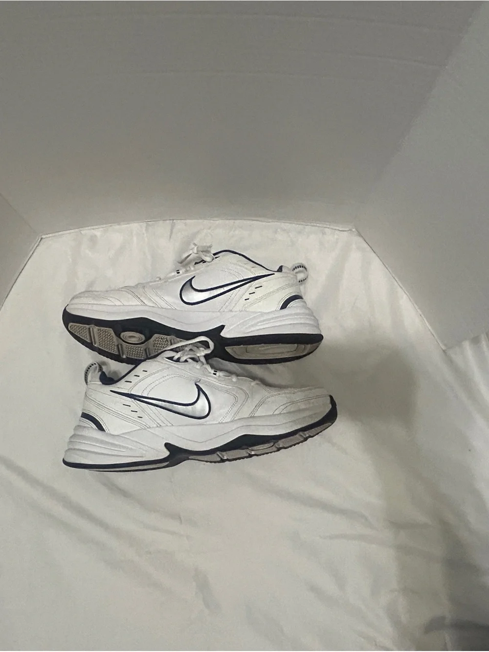 Nike Monarch Men's White Navy Low-Top Sneakers Size 13 Walking Shoes