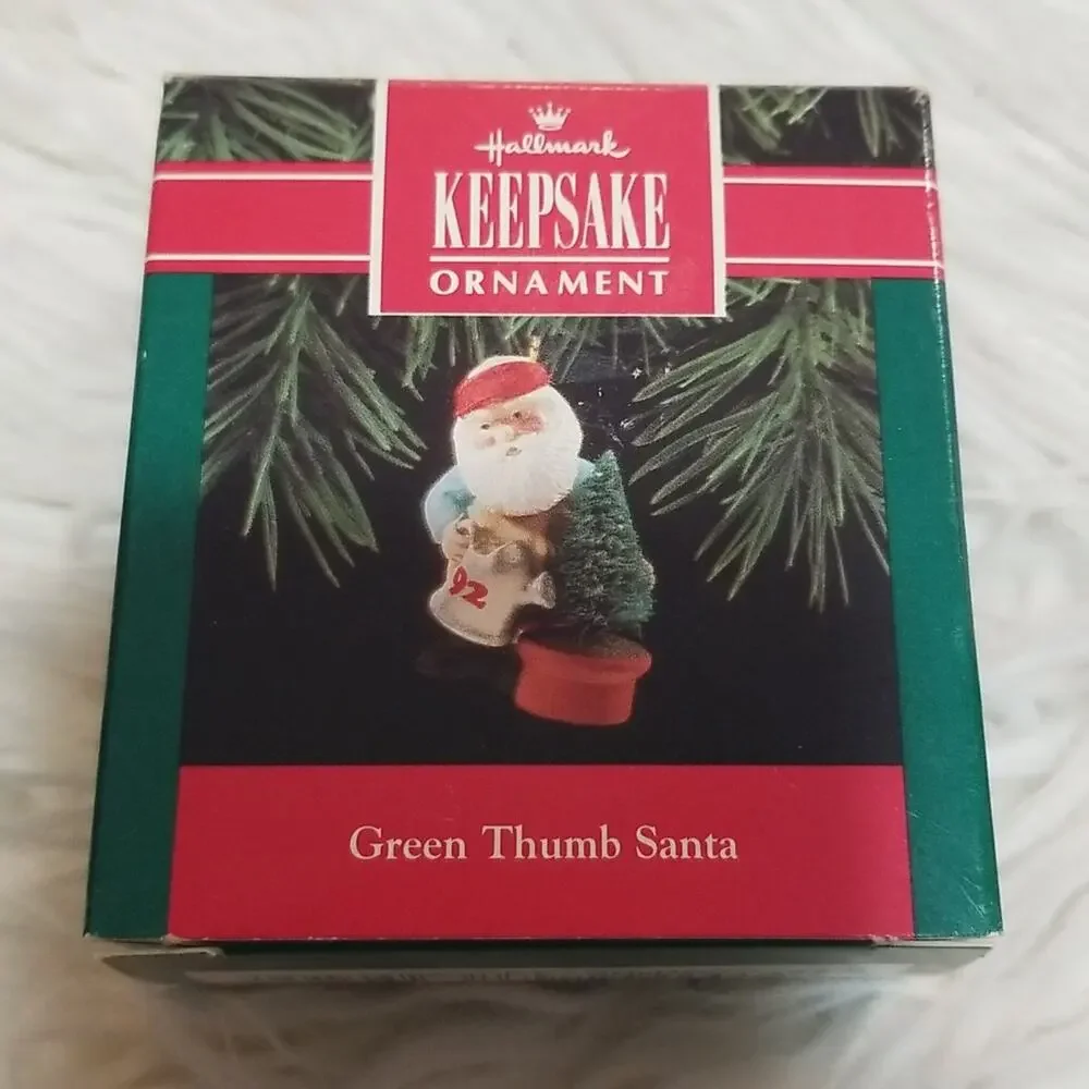 Vintage Hallmark Keepsake Ornament Green Thumb Santa 1992