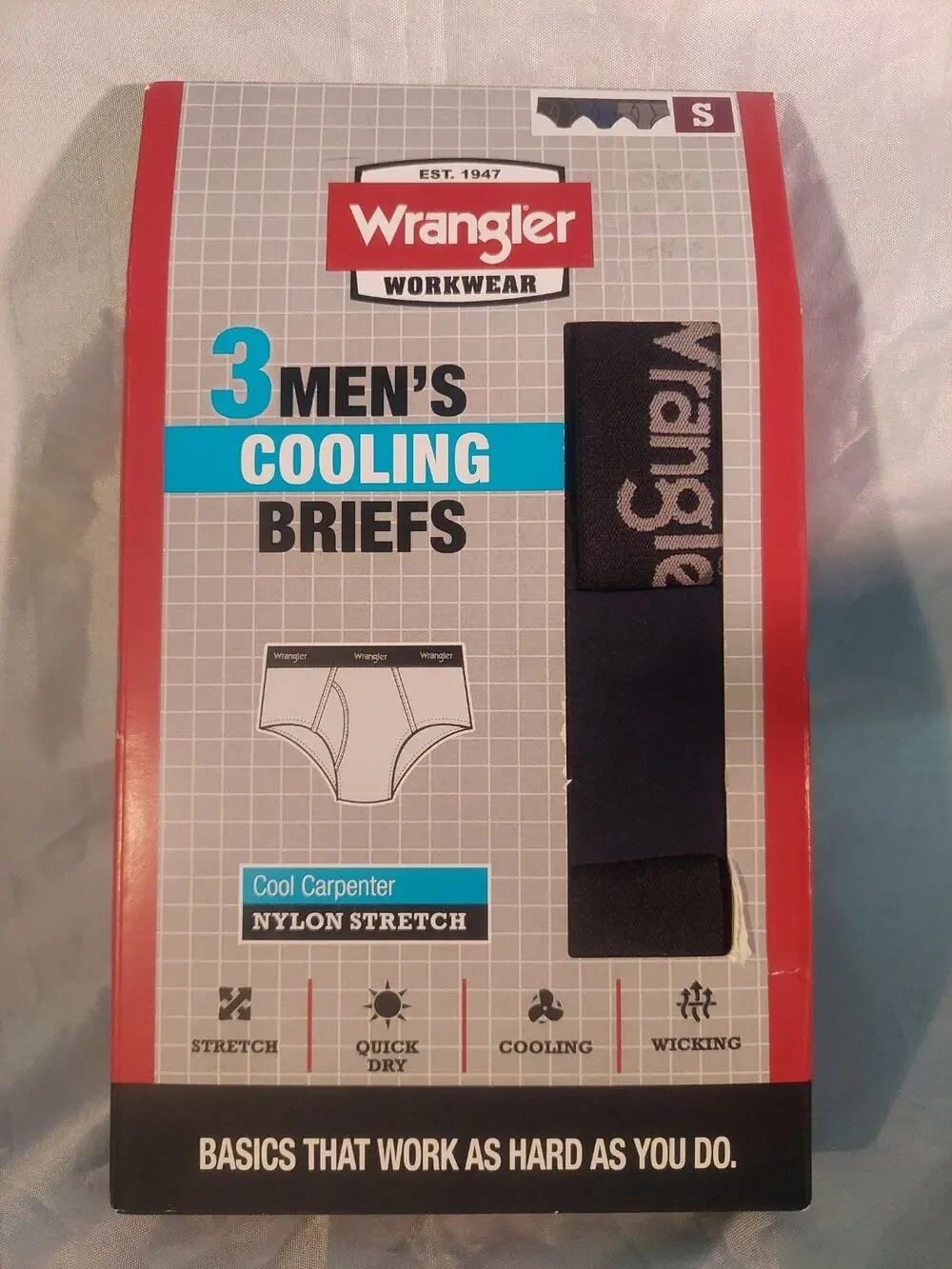 Wrangler Men's Cooling Briefs 3 Pack Nylon Stretch Underwear sz S 28-30