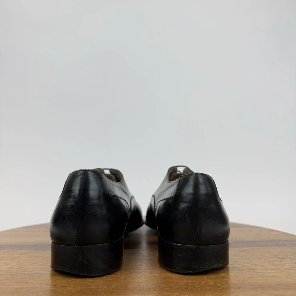 Mens Salvatore Ferragamo‎ Black Leather Cap Toe Brogue Oxfords Size 9.5 C