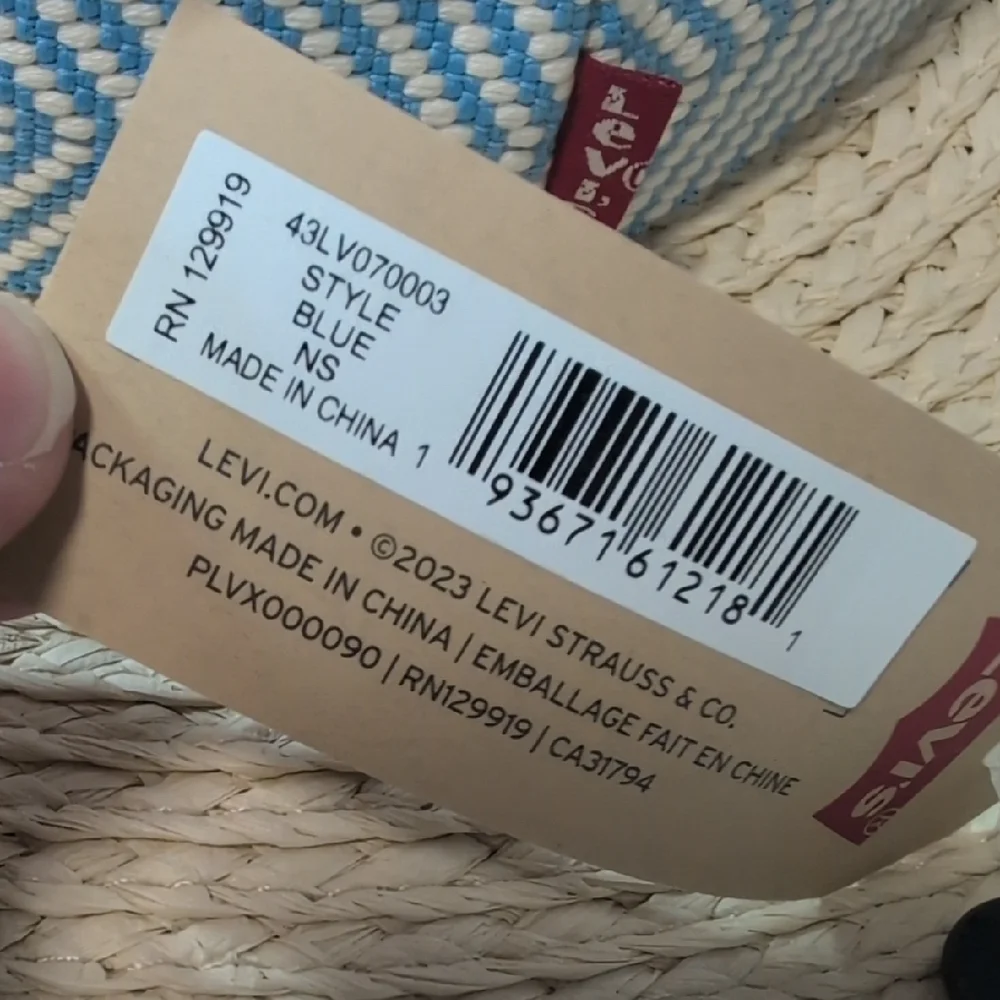 Levi's Wide Brim Straw Hat with Blue Chevron Band