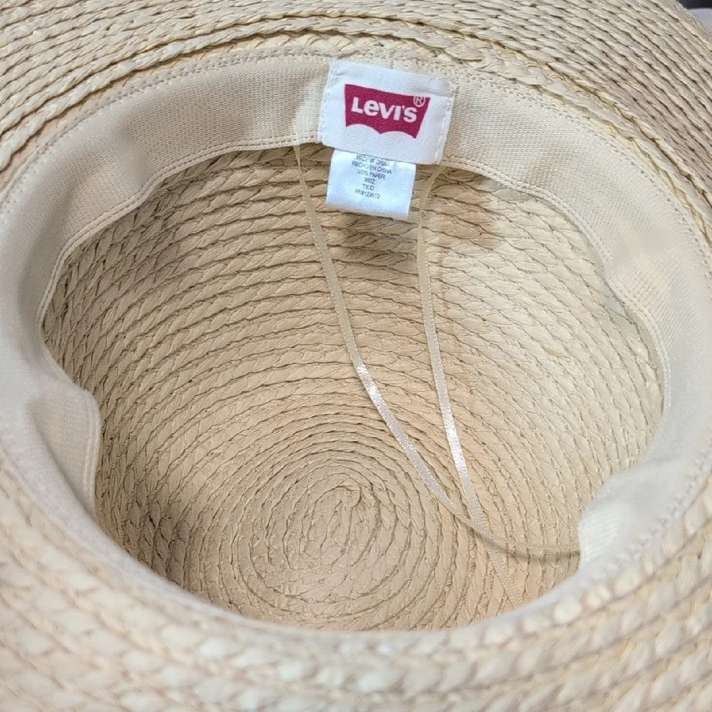 Levi's Wide Brim Straw Hat with Blue Chevron Band