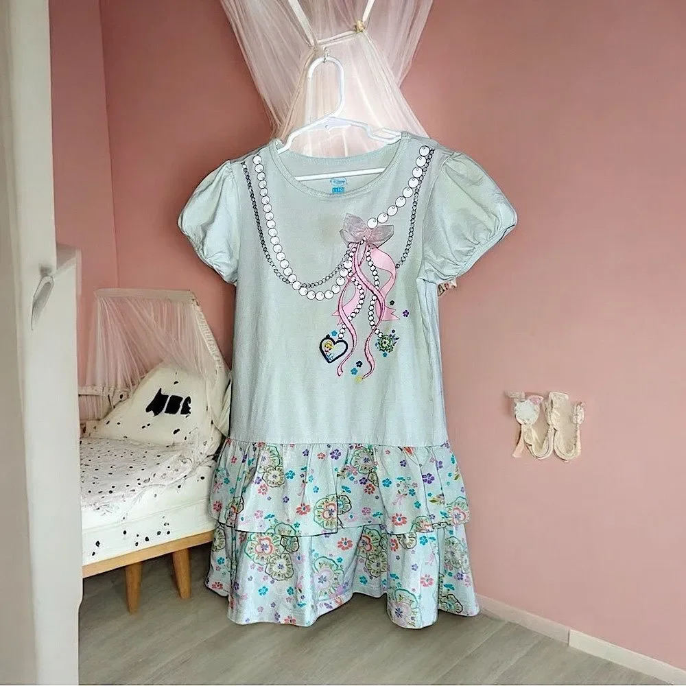 Disney l Ruffled Dress l Pink Ribbon /Tinker bell Design  l L 10 l VGUC