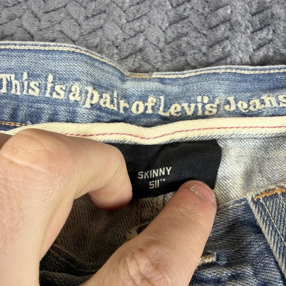 Levis 511 Jeans Mens 33x30 Blue Denim Straight Faded Light Wash Stretch Workwear