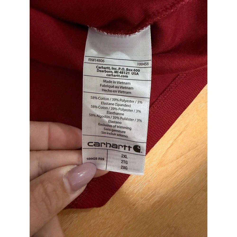 Carhartt Mens Red Waffle Knit Relaxed Fit Quarter Zip Pullover 2XL 104428 R09