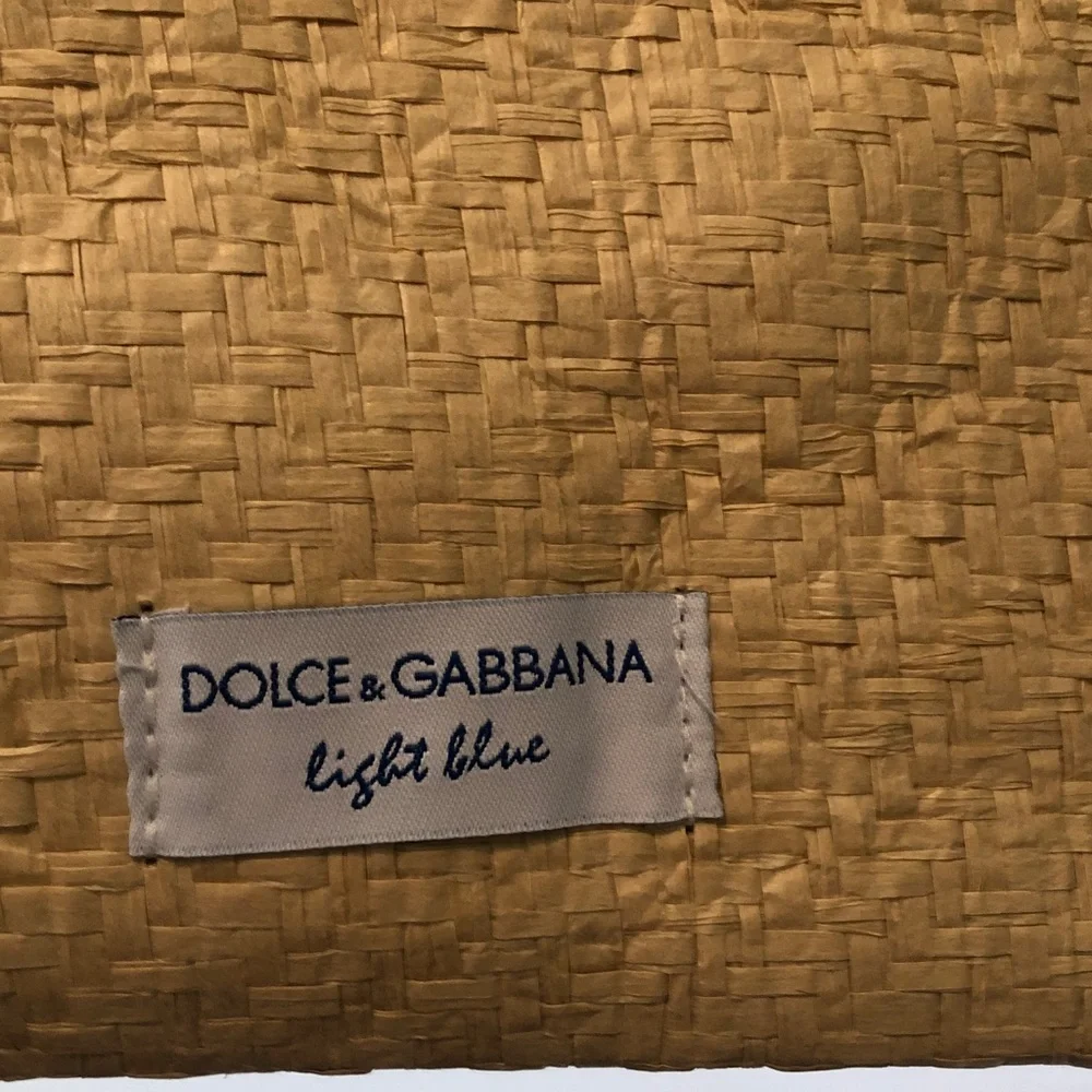 Dolce & Gabbana light blue straw clutch purse New