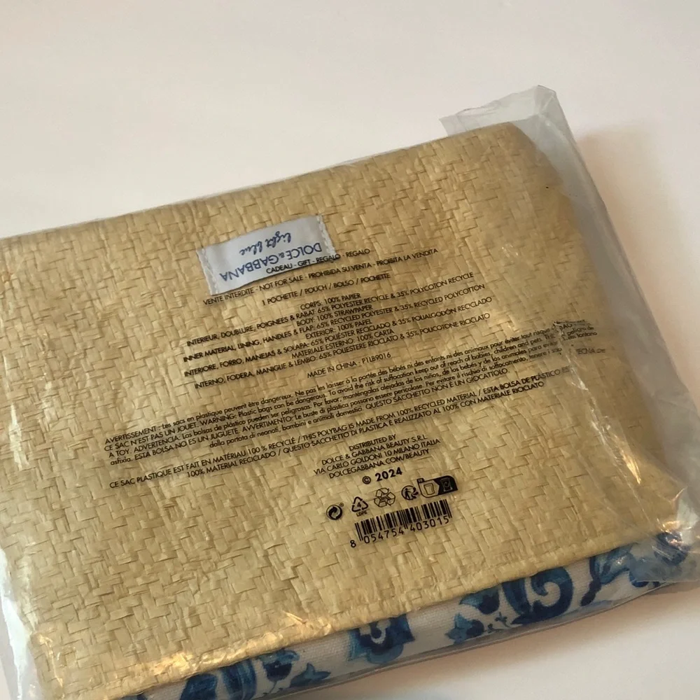 Dolce & Gabbana light blue straw clutch purse New