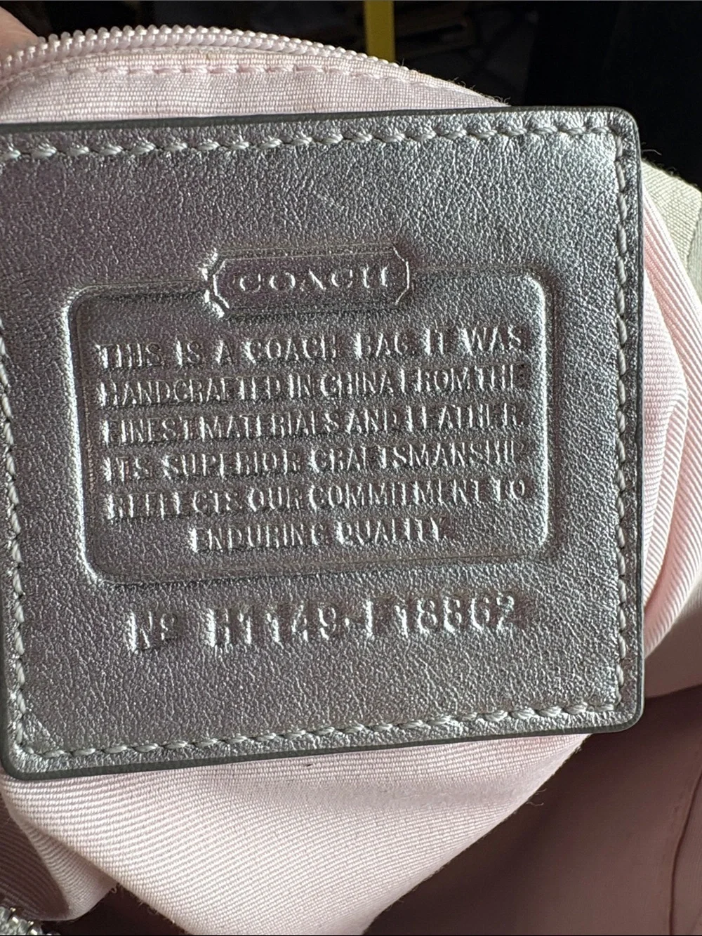 Coach Silver and Gray Signature Chain-Trim Shoulder Bag