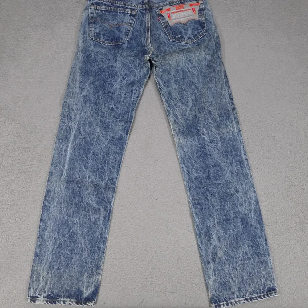Vtg 80's Levi’s 501 Preshrunk Jeans USA Deadstock NWT 32x34 Button Fly Acid Wash