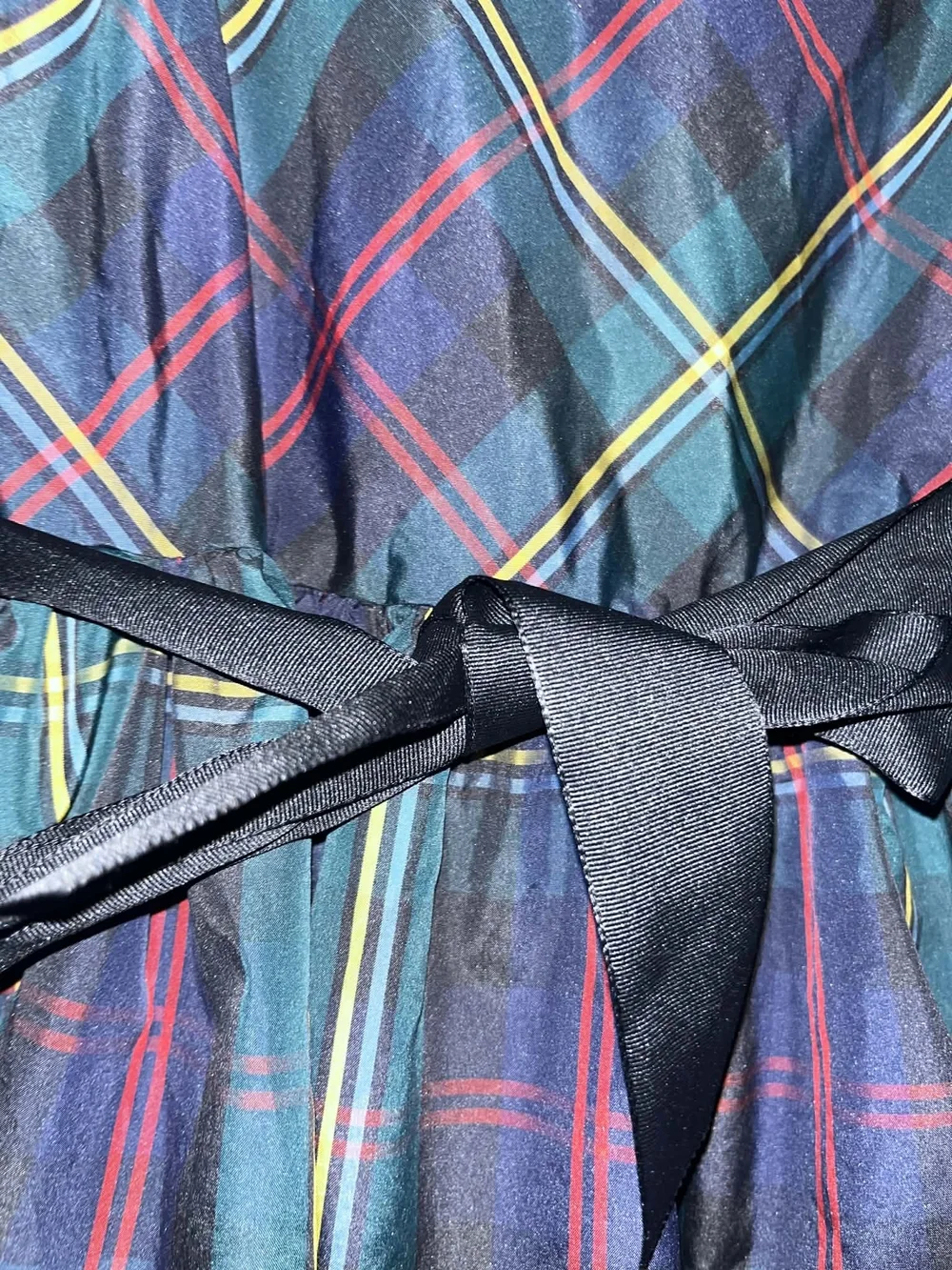 Polo by Ralph Lauren Green and Black Plaid Fit-and-Flare Dress with Bow
