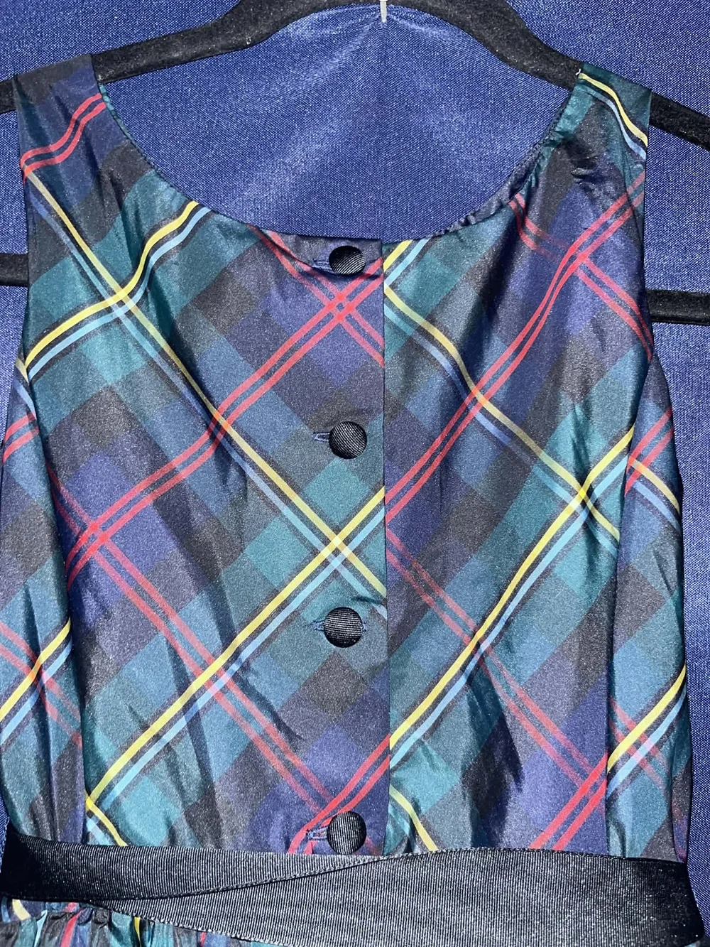 Polo by Ralph Lauren Green and Black Plaid Fit-and-Flare Dress with Bow