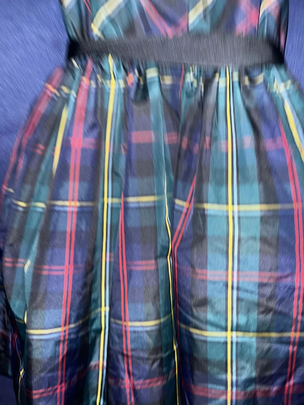 Polo by Ralph Lauren Green and Black Plaid Fit-and-Flare Dress with Bow