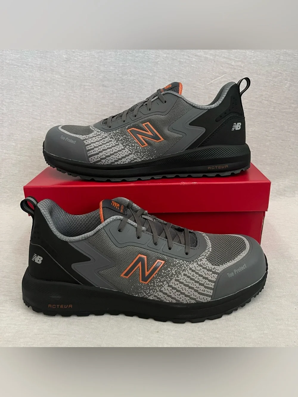 New Balance Industrial Speedware Gray & Orange Safety Toe Work Sneakers