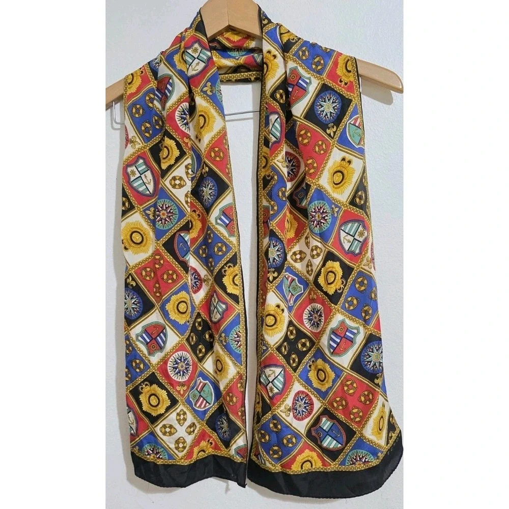 Echo Nautical‎ Star Compass Shield Red Green Scarf Wrap Ship Vibrant  NEW