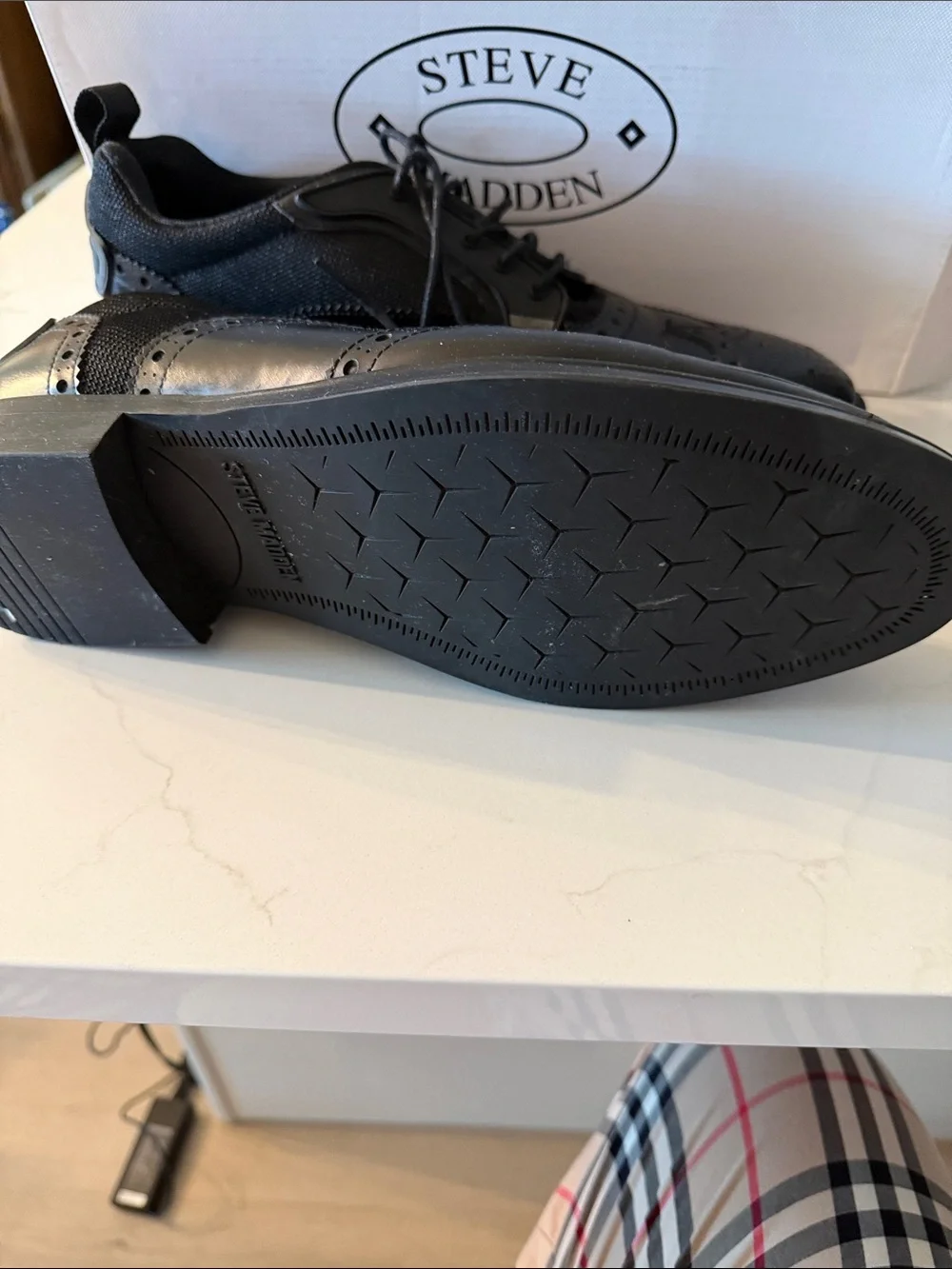 Steve Madden Black Brogue Lace-Up Oxfords