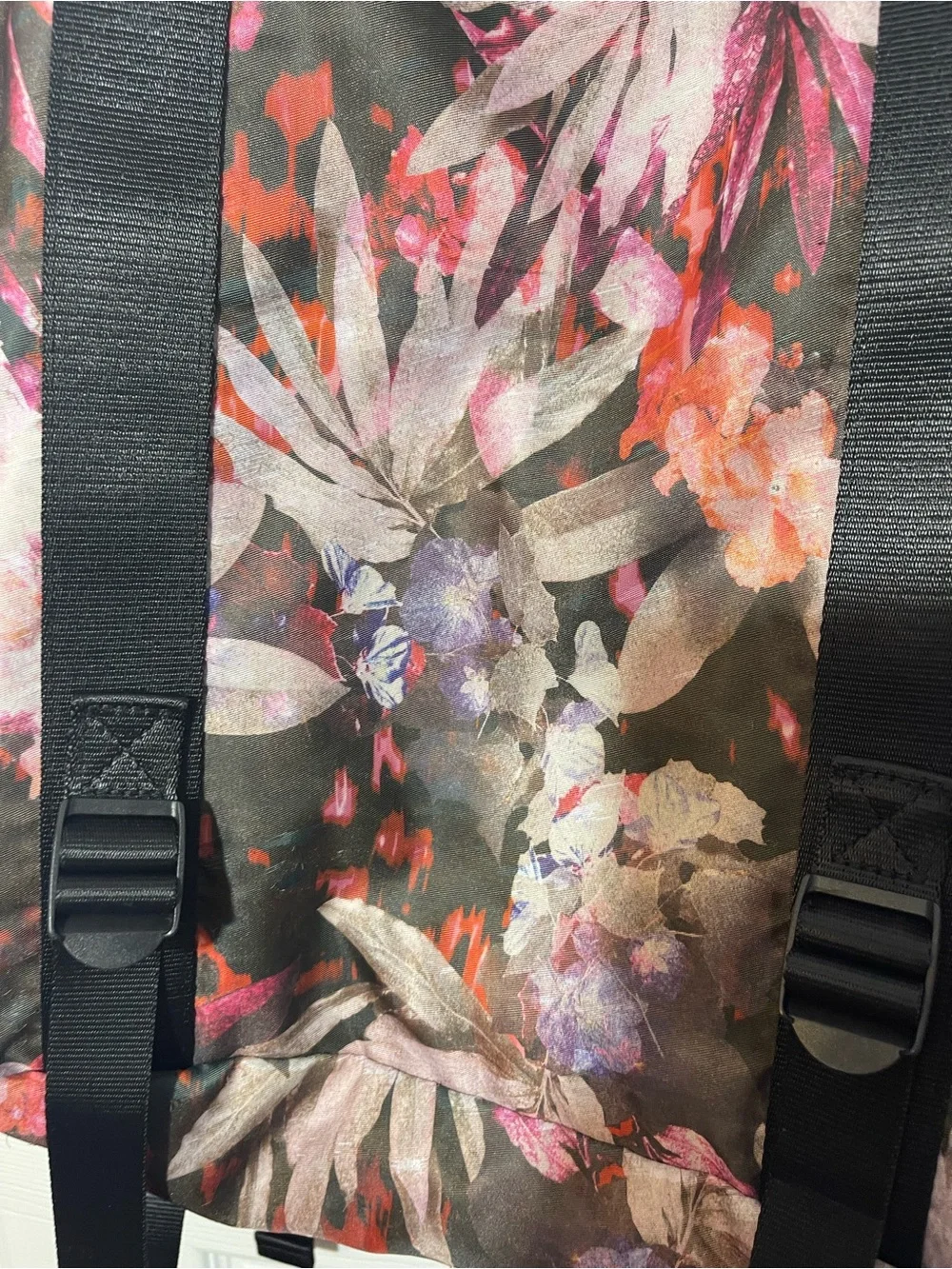 Danskin Floral Tote in Black with Pink and Purple Accents