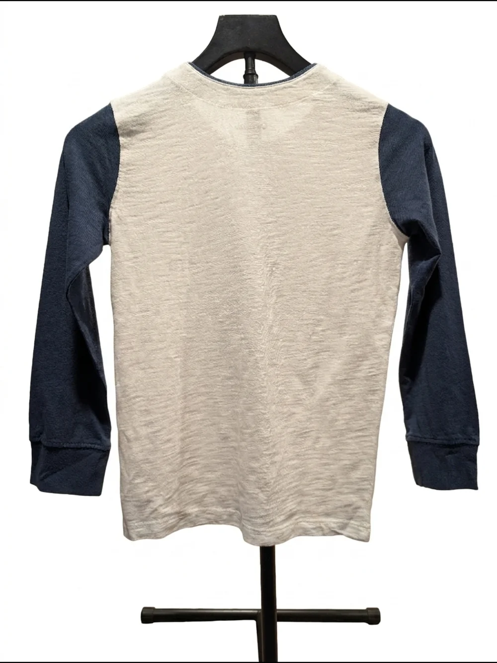 OshKosh B'gosh Boys Cream & Navy Raglan Henley Long Sleeve Shirt 8