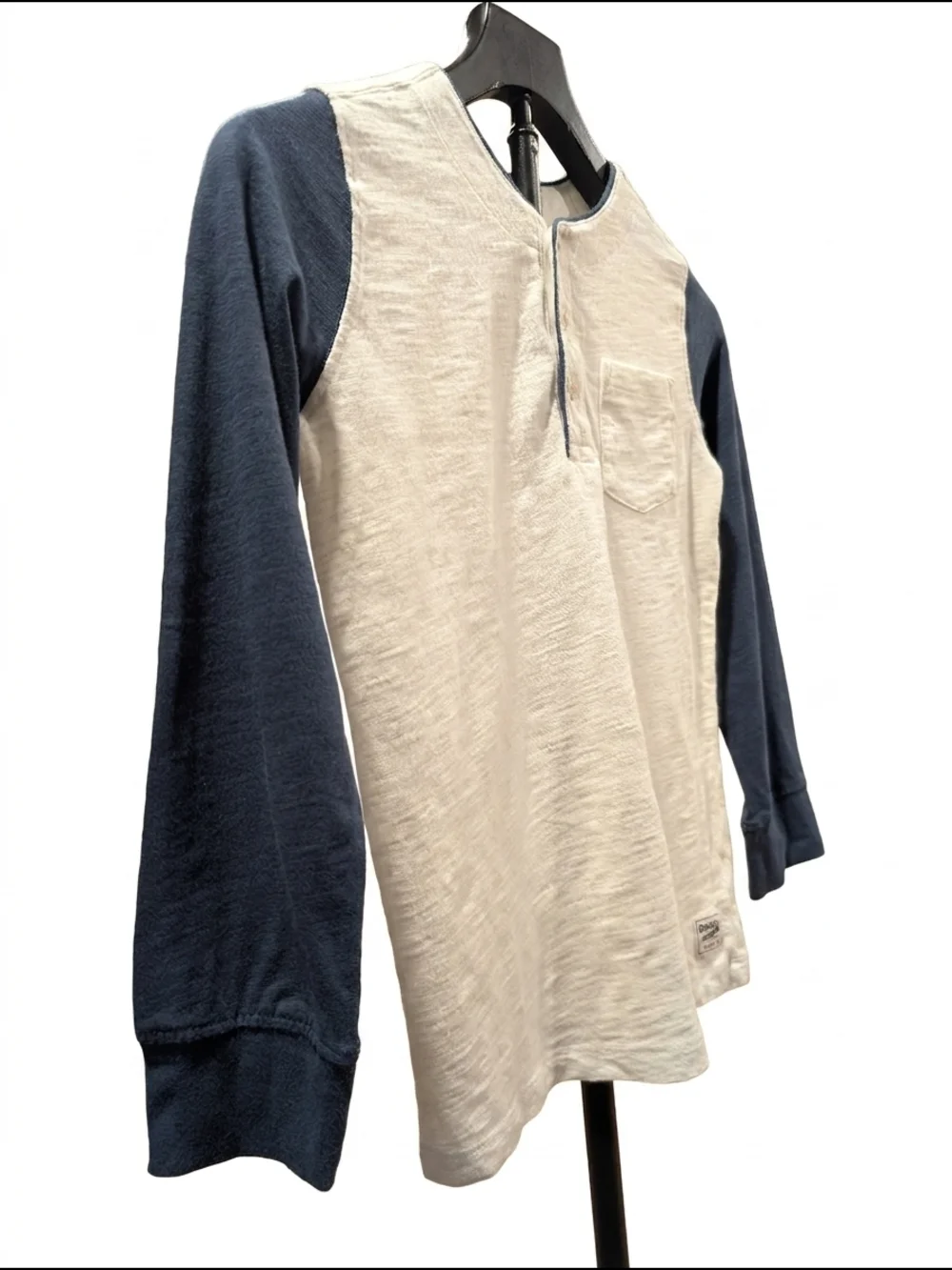 OshKosh B'gosh Boys Cream & Navy Raglan Henley Long Sleeve Shirt 8