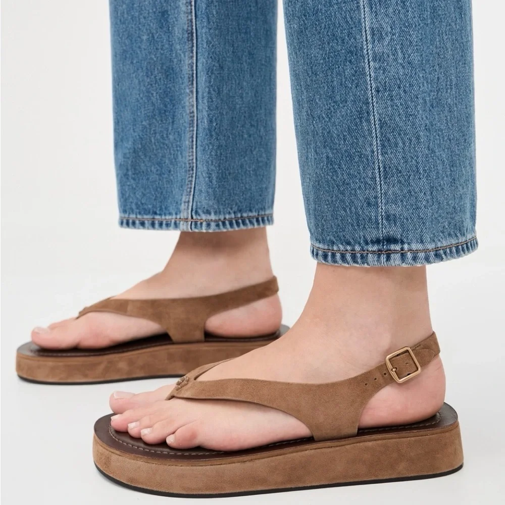 Coach Sculpted C Platform Suede Thong