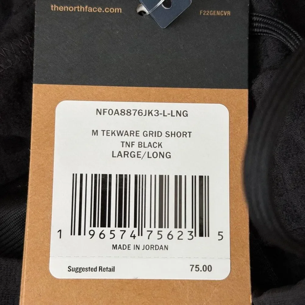 The North Face Tekware Grid Shorts FlashDry DWR Black Long NWT New Sz LARGE