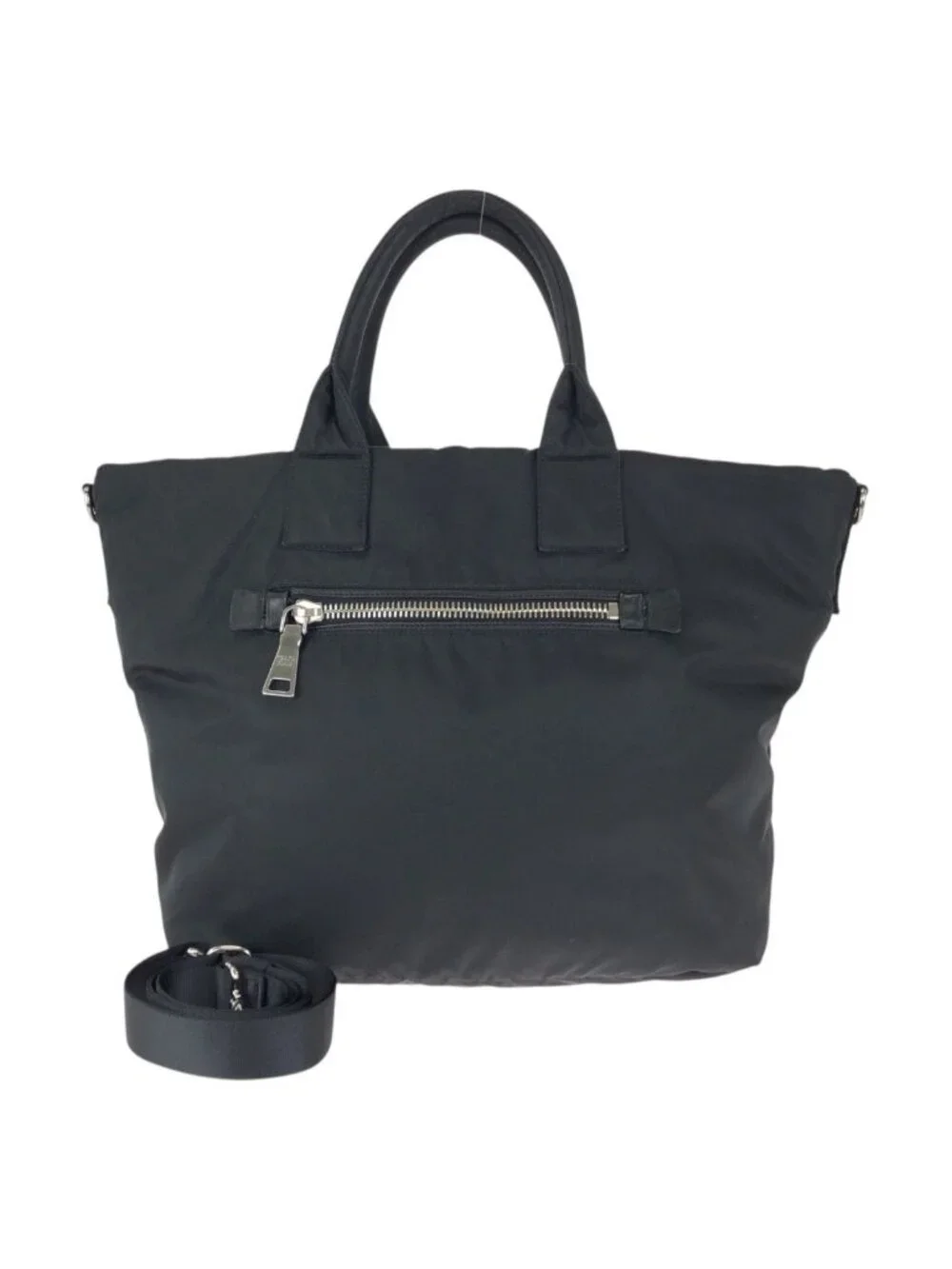 Prada Tessuto Double 2-Way Reversible Black Silver Nylon Leather Tote