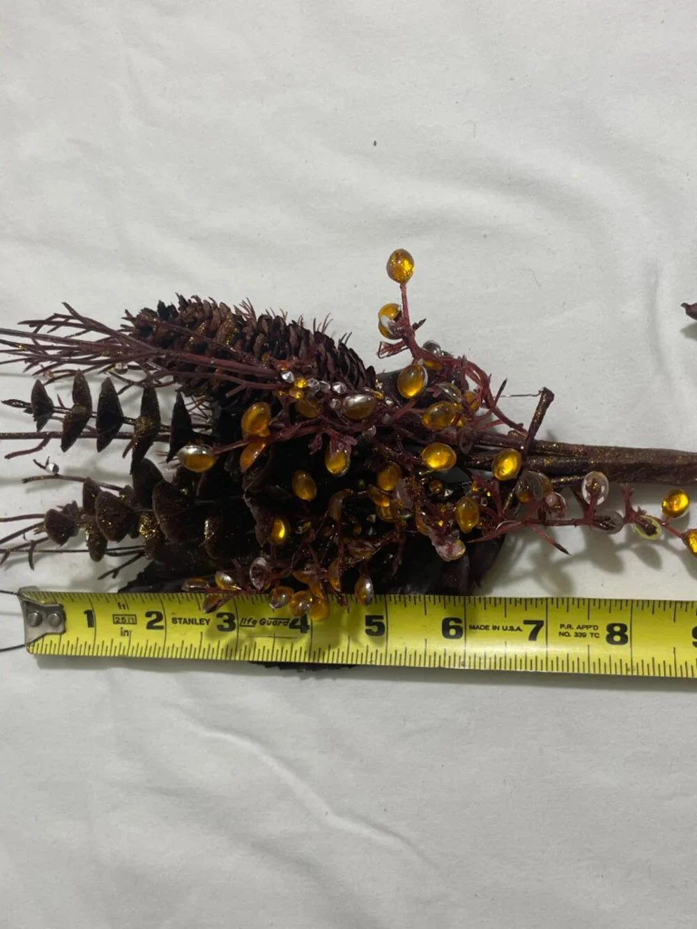 Lot of 3 Fall Pumpkin Pinecone Berry Floral Picks & Glitter Scatter Fillers Deco