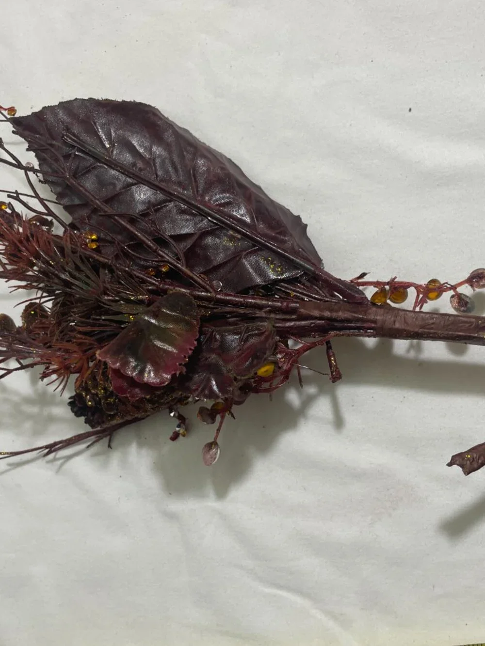 Lot of 3 Fall Pumpkin Pinecone Berry Floral Picks & Glitter Scatter Fillers Deco