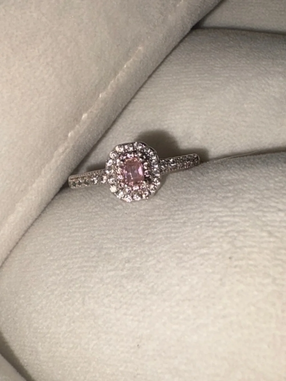 Pink Tourmaline And Diamond Ring In Sterling Silver