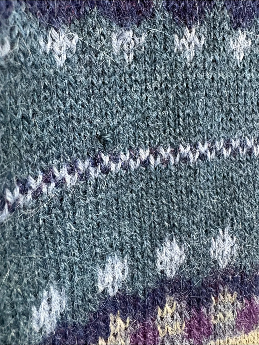 NOVICA 100% Alpaca Fair Isle Sweater Medium Blue Purple Made in Peru Soft