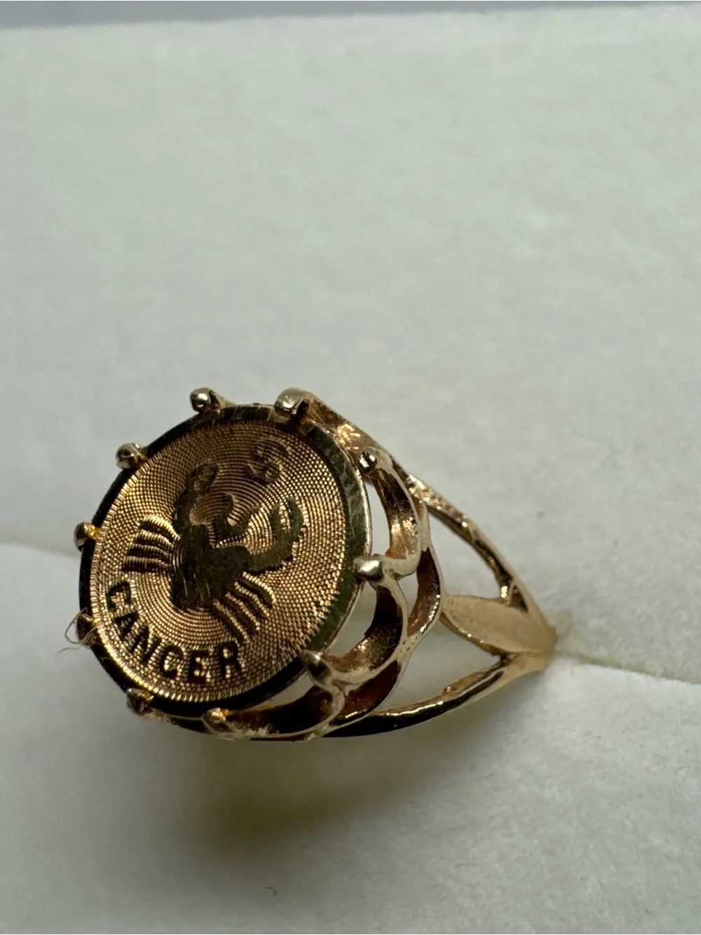 Vintage 14k Yellow Gold, Crab Cancer Horoscope Ring, Zodiac, Size 5.25
